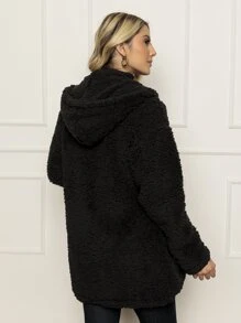 Women Faux Fur Coats - Black - View 5