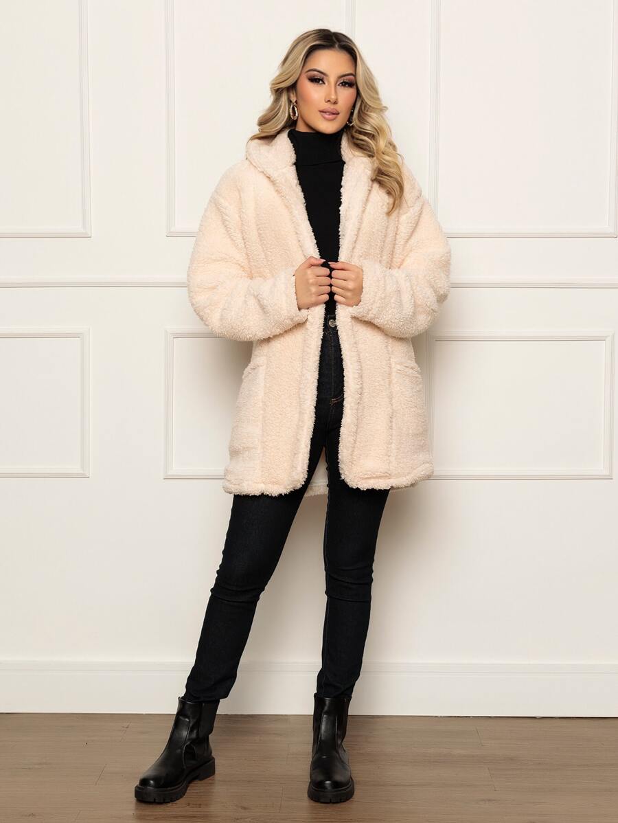 Women Faux Fur Coats - White - View 1
