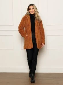Women Faux Fur Coats - Khaki - View 6