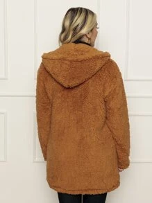 Women Faux Fur Coats - Khaki - View 3