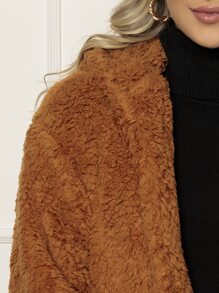 Women Faux Fur Coats - Khaki - View 5