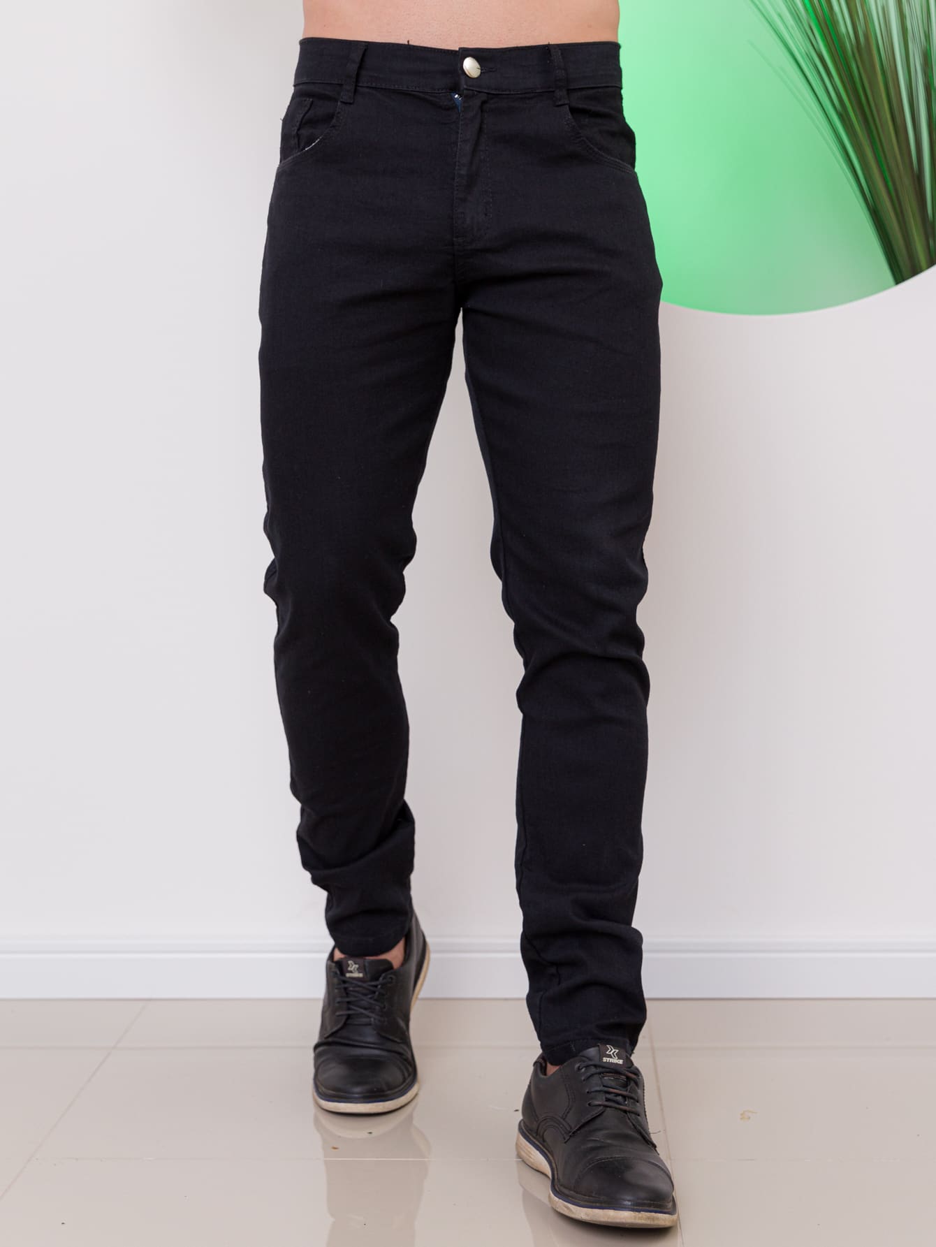Calça Super Skinny Preta Masculina Denim Direto Da Fabrica-Envio Imediato - Preto - Visão 1