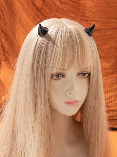 2pcs/Set Costume Ox Horn Hair Clips Accessories Casual Claw Clips Hair Claws Hair Barrettes, School Stuff, Halloween Accessories, Hair Accessories