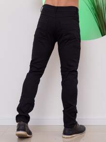 Calça Super Skinny Preta Masculina Denim Direto Da Fabrica-Envio Imediato - Preto - Visão 2