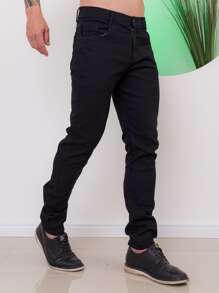 Calça Super Skinny Preta Masculina Denim Direto Da Fabrica-Envio Imediato - Preto - Visão 3