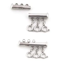 1 Stück Edelstahl mehrstrangiges Armband mit Schiebeverschluss, Armband-Halsketten-Verbinder mit Federringverschlüssen und Röhrenverschlüssen für das Anfertigen von Schmuck