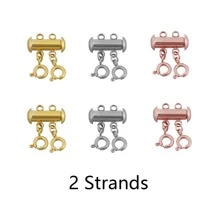 1 Stück Edelstahl mehrstrangiges Armband mit Schiebeverschluss, Armband-Halsketten-Verbinder mit Federringverschlüssen und Röhrenverschlüssen für das Anfertigen von Schmuck