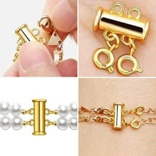 1 Stück Edelstahl mehrstrangiges Armband mit Schiebeverschluss, Armband-Halsketten-Verbinder mit Federringverschlüssen und Röhrenverschlüssen für das Anfertigen von Schmuck