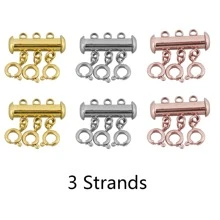 1 Stück Edelstahl mehrstrangiges Armband mit Schiebeverschluss, Armband-Halsketten-Verbinder mit Federringverschlüssen und Röhrenverschlüssen für das Anfertigen von Schmuck