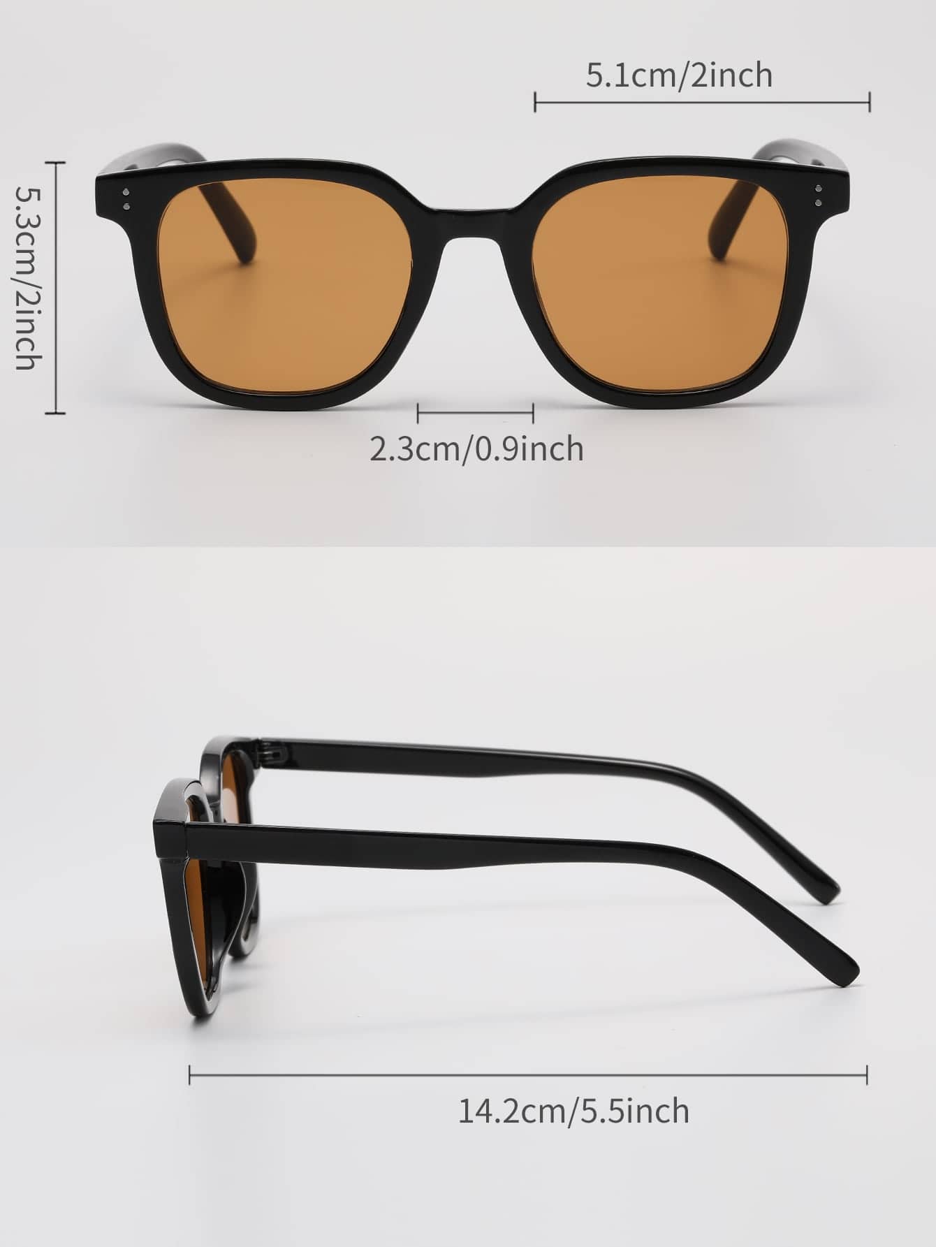 1pc Ladies' Fashionable Black Square Frame Sunglasses With Stud Decor