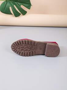 Botines con grueso o medio Tacones , casual de moda de mujeres Zapatos - Burdeos - Ver 7