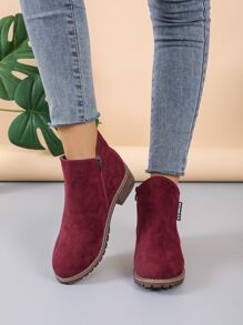 Botines con grueso o medio Tacones , casual de moda de mujeres Zapatos - Burdeos - Ver 2
