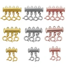 1 Stück Edelstahl mehrstrangiges Armband mit Schiebeverschluss, Armband-Halsketten-Verbinder mit Federringverschlüssen und Röhrenverschlüssen für das Anfertigen von Schmuck