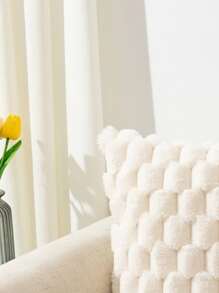 4入组/套條紋長毛絨枕套帶蝴蝶結裝飾,適用於沙發,臥室,車,客廳 - 米色 - 查看 5