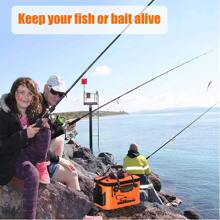 30-50cm Orange Square Fishing Bucket With Collapsible & Multifunctional Design, Outdoor Fishing Bag - Orange - View 6