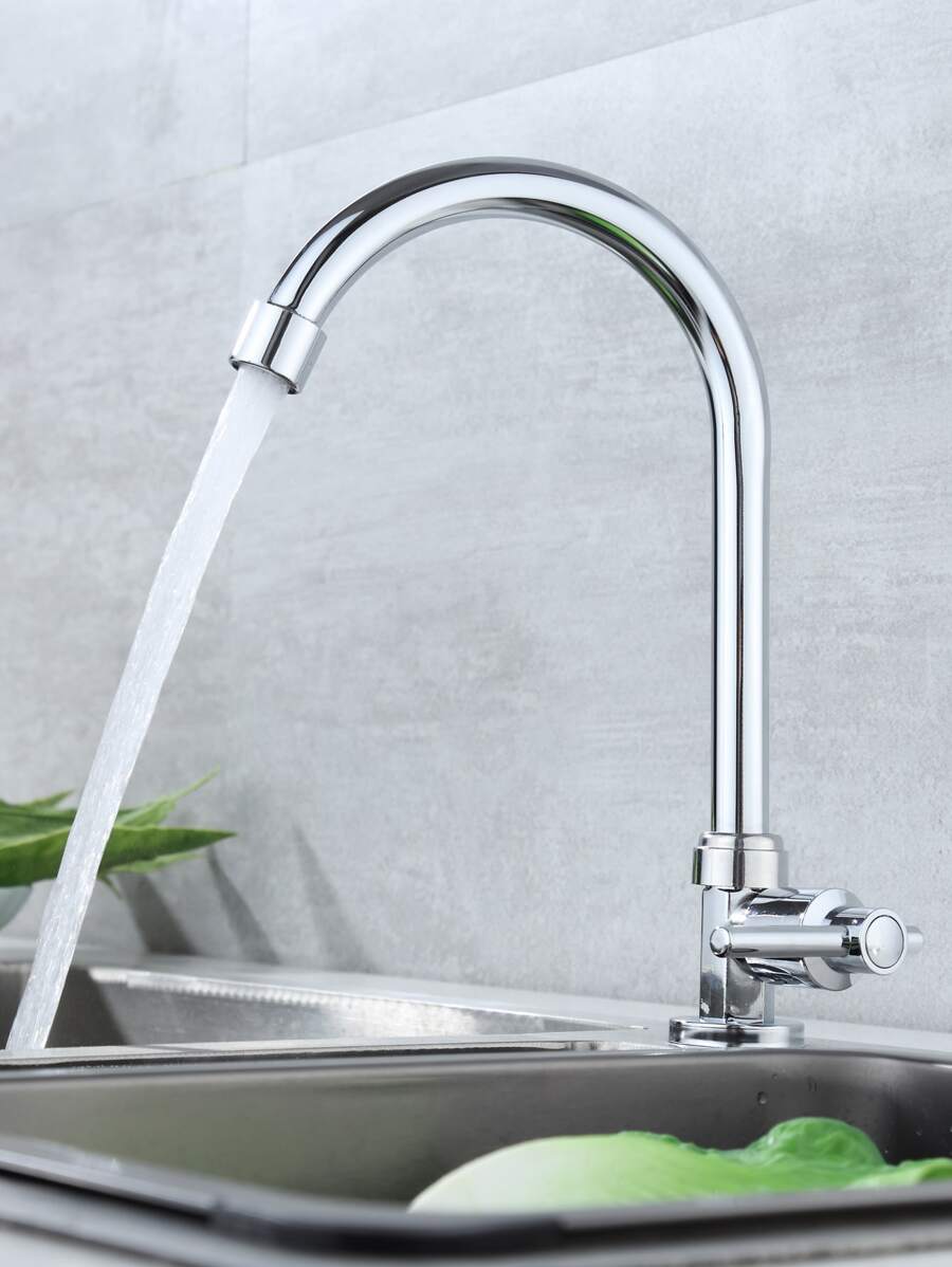 1入不銹鋼雙用熱冷水龍頭,可旋轉式喉管,適用於廚房水槽 - 銀色 - 查看 1