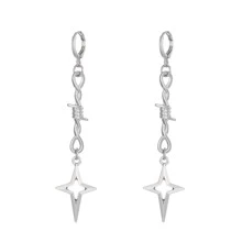 remache con estrella Pendientes , europeo y americano gótico estilo punk colgante Pendientes , dulce alternativa colgante Pendientes - Plateado - Ver 1