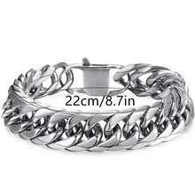 男士手環重切雙扣環鏈條適合男士男生 - 銀色 - 查看 6