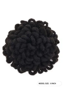 8英寸假髮頭髮包小圓麵包拉繩索模擬頭髮毛茸茸臟辮頭髮包爆炸性女士球頭化學纖維頭髮 - Black-brown - 查看 4