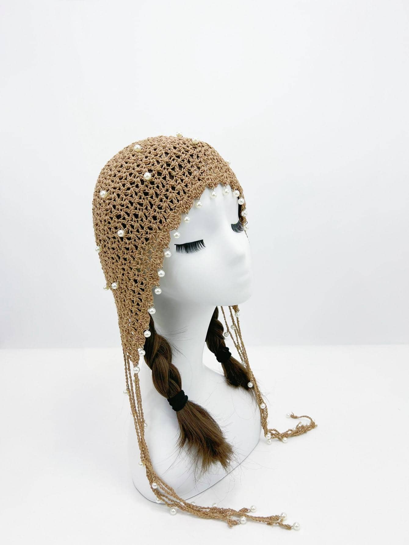 Faux Pearl Decor Crochet Hat SHEIN UK