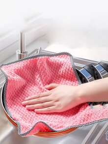 10入組加厚珊瑚絨擦拭布,超級吸水柔軟,適用於廚房 - 紅色 - 查看 5