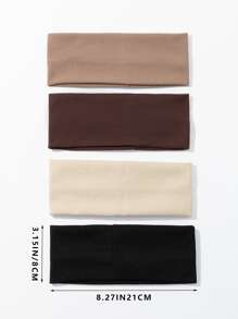 1/3/4 piezas Diademas deportivas versátiles y minimalistas de unicolor, accesorios para el cabello de otoño e invierno para mujer, pañuelos elegantes, bandanas suaves para vacaciones - Multicolor - Ver 4