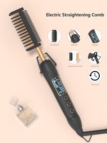 電動直髮器刷拉直捲髮器熱的梳子液晶顯示器平底鐵 - 黑色 - 查看 3