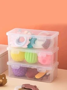 1pc Toy Storage Box For Teething Toys Small Size, Convenient For Dust-proof And Outdoor Storage - Clear - View 2