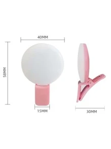 Aro de luz flash mini portátil selfie con clip recargable USB para teléfono celular, iPad, tablet, videollamada, led ring ultra portatil - Negro - Ver 3