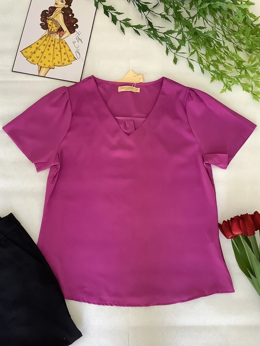 Women Tops - 中紫紅色 - 查看 1