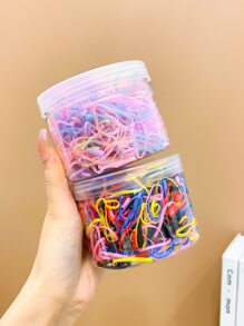 Mädchen 2 Boxen Haargummi Einweg Gummi für Täglicher Gebrauch - Verschiedenfarbig - Übersicht 4
