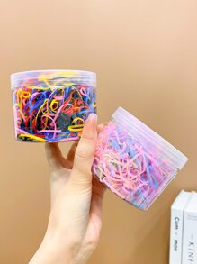 Mädchen 2 Boxen Haargummi Einweg Gummi für Täglicher Gebrauch - Verschiedenfarbig - Übersicht 3