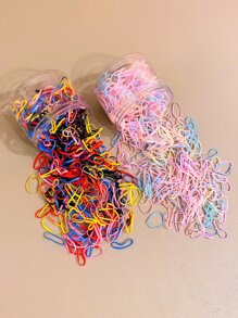 Mädchen 2 Boxen Haargummi Einweg Gummi für Täglicher Gebrauch - Verschiedenfarbig - Übersicht 6