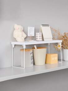 便攜可折疊桌面儲物架 - 白色 - 查看 2