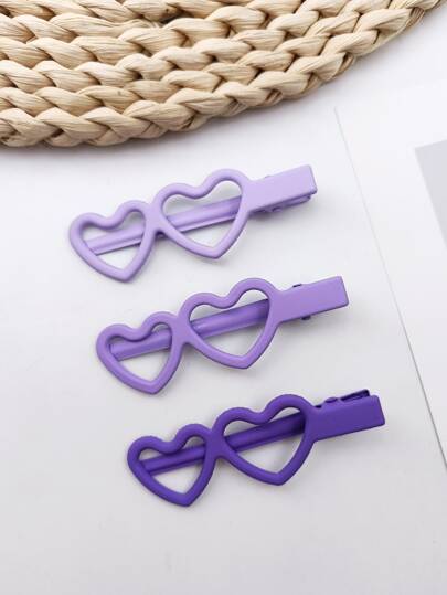 3張/卡漸變色雙心髮夾7cm適合女士,合適的適用於日常使用