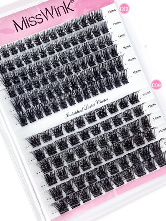 Miss Wink Extension Mixed Set, 12 Rows, Length 12-16mm, Curl C/D, Diameter 0.07mm, 144pcs Waterproof Mink Lashes, Suitable For Daily Or Occasion Wearlash Clusters,Eyelash Clusters,Individual Eyelashes,Lashes,Fake Lashes