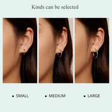 WOSTU 1 Đôi Khuyên Tai Vòng Tròn Lớn Hình Học Bạc 925 Nguyên Khối Cho Nữ Trang Sức Tuyên Bố Đơn Giản Châu Âu Quà Cưới Vàng Và Bạc 2 Màu 3 Kích Cỡ - Bạc - Xem 3