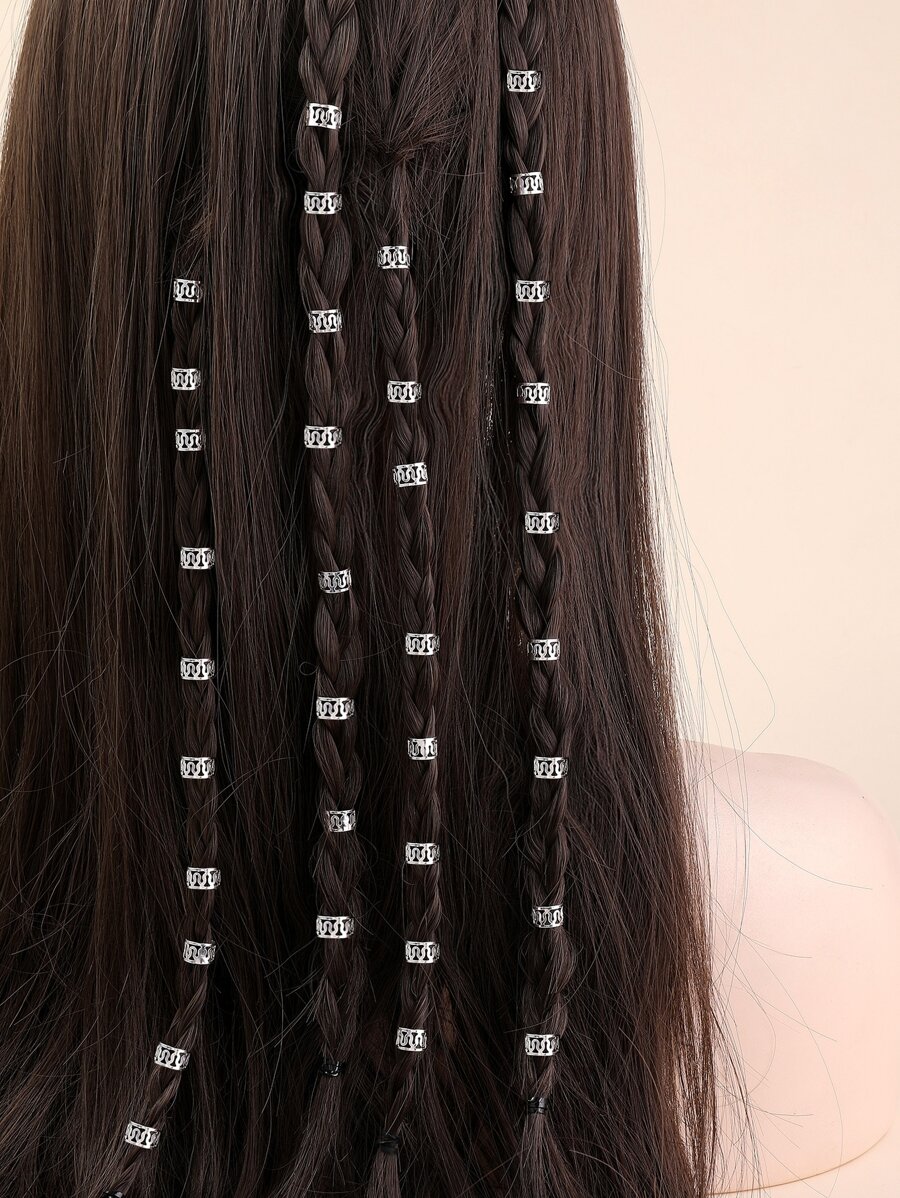 40 件银色金属镂空发圈，适合女性日常使用街头 - 銀色 - 查看 1