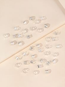 40 件银色金属镂空发圈，适合女性日常使用街头 - 銀色 - 查看 2