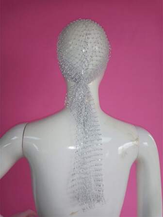 1 件装水钻鱼网头带，带松紧带，万圣节