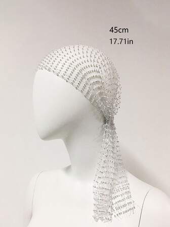 1 件装水钻鱼网头带，带松紧带，万圣节