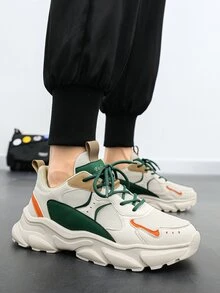 de hombres de color combinado papá Zapatos , con letrado delantero Adhesivo & , ideal para deportivo & actividades al aire libre - Beis - Ver 8