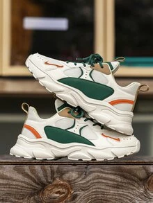 de hombres de color combinado papá Zapatos , con letrado delantero Adhesivo & , ideal para deportivo & actividades al aire libre - Beis - Ver 3