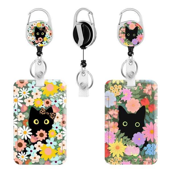 2 pacchi Porta badge verticale con bobina per badge retrattile resistente, adatto per documenti di identità scolastici, licenze e pass per chiavi magnetiche