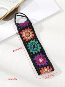 ROMWE Fairycore 1pc Colorful Knitted Flower Headband Boho Hair Band Turban Headband Sweatband, School Stuff, College, Headbands Fall Winter Hair Accessories For Women For Vacation Outfits Woman Elegant Scarf Women Bandana Soft Headwrap - Multicolor - View 4