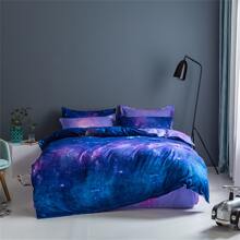 1 Set Of Polyester Printed Duvet Cover And Pillowcase Set, 3pcs - Blue - View 1