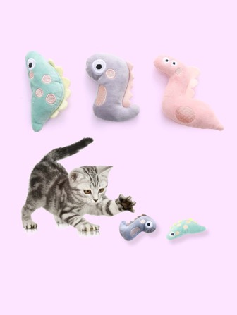 1pc Random Color Adorable Animal Shaped Plush Toy For Cats