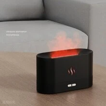 1PC多彩火焰香薰機模擬火焰家用香薰機辦公室桌上型高霧火焰加濕器火焰香薰機家用迷你香薰機夜燈加濕先生桌上型香薰加濕器 - 黑色 - 查看 4