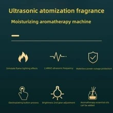 1PC多彩火焰香薰機模擬火焰家用香薰機辦公室桌上型高霧火焰加濕器火焰香薰機家用迷你香薰機夜燈加濕先生桌上型香薰加濕器 - 黑色 - 查看 12