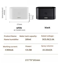 1PC多彩火焰香薰機模擬火焰家用香薰機辦公室桌上型高霧火焰加濕器火焰香薰機家用迷你香薰機夜燈加濕先生桌上型香薰加濕器 - 黑色 - 查看 10